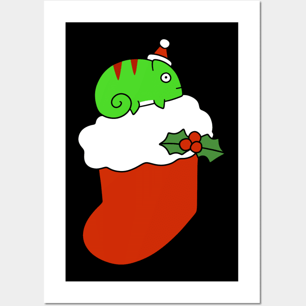 Christmas Stocking Chameleon Wall Art by saradaboru